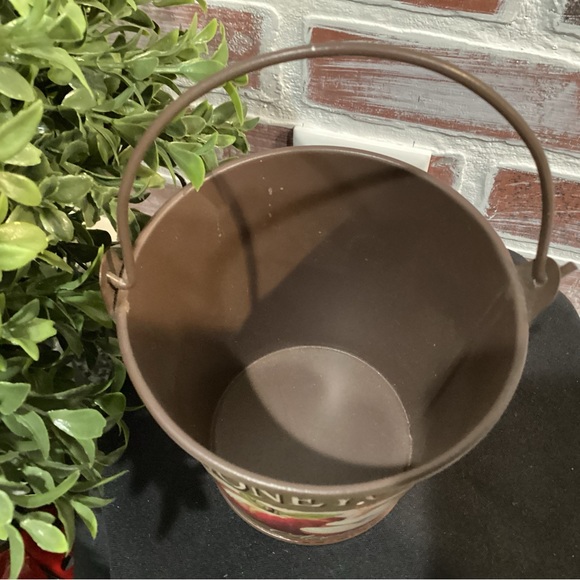 Metal Tin Crafted Bucket w Handle - Honey Crisp Apples Design - Vintage Look - Picture 5 of 8